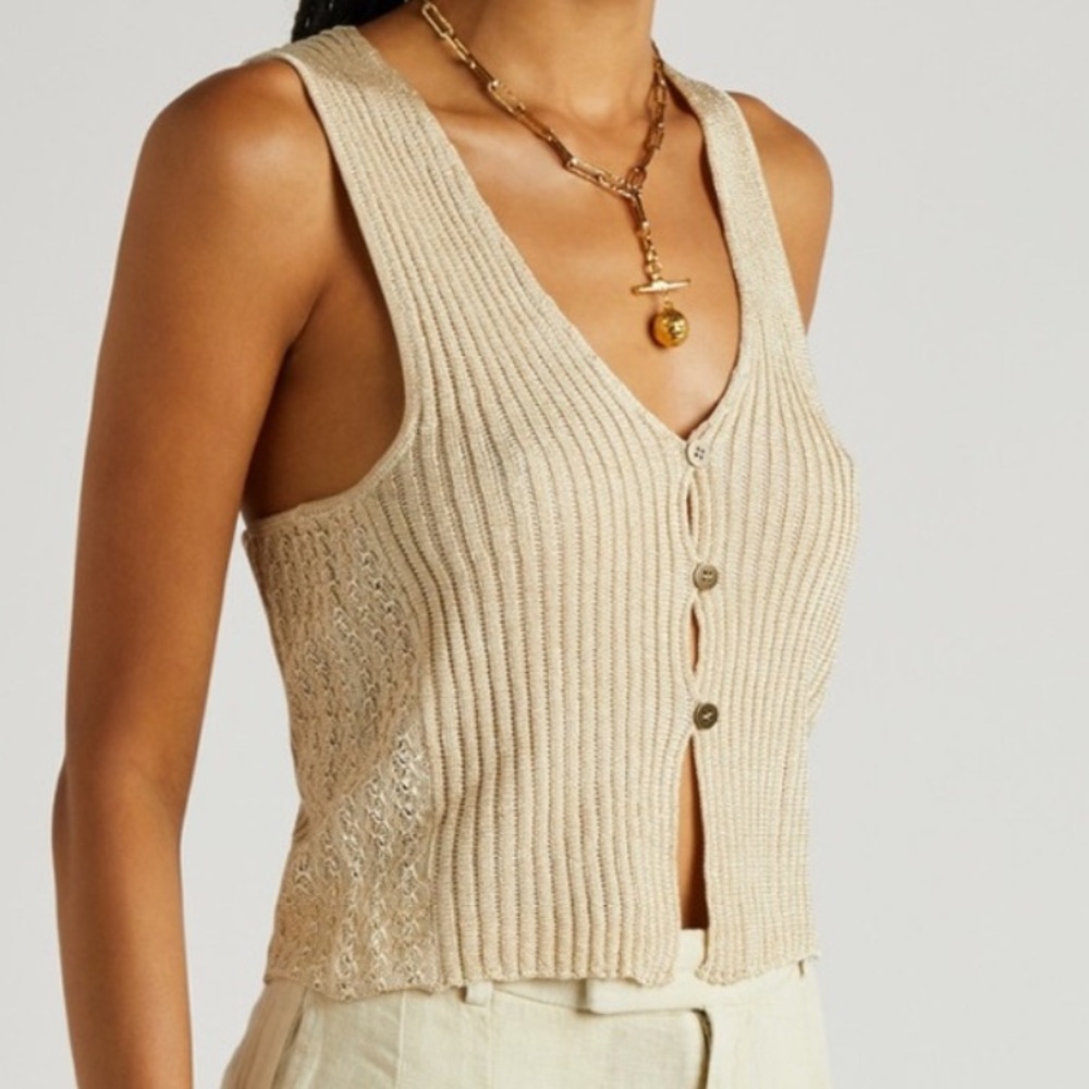 Free People Beige Knit Sweater Vest